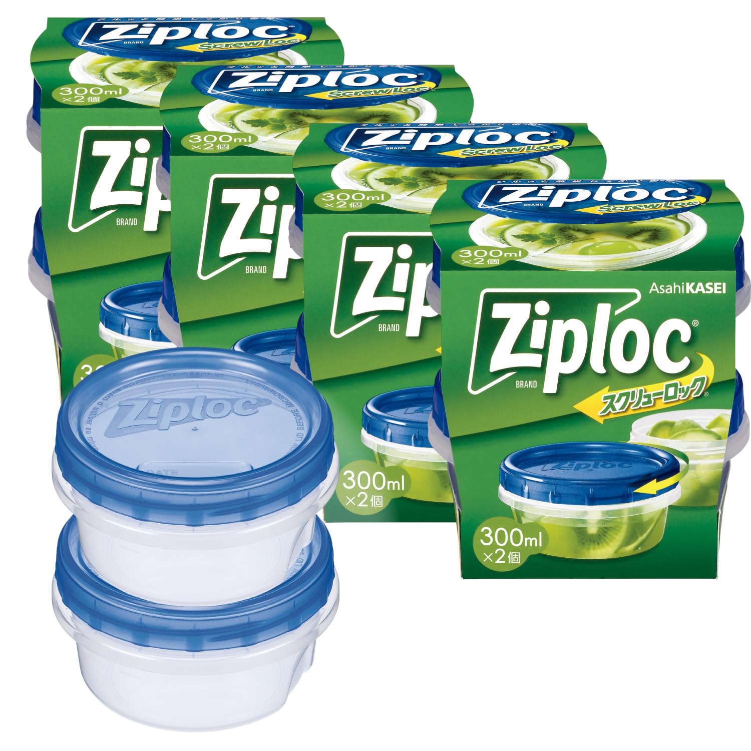 Amazon.co.jp: ジップロック スクリューロック 300ml×2個 フタねじ式